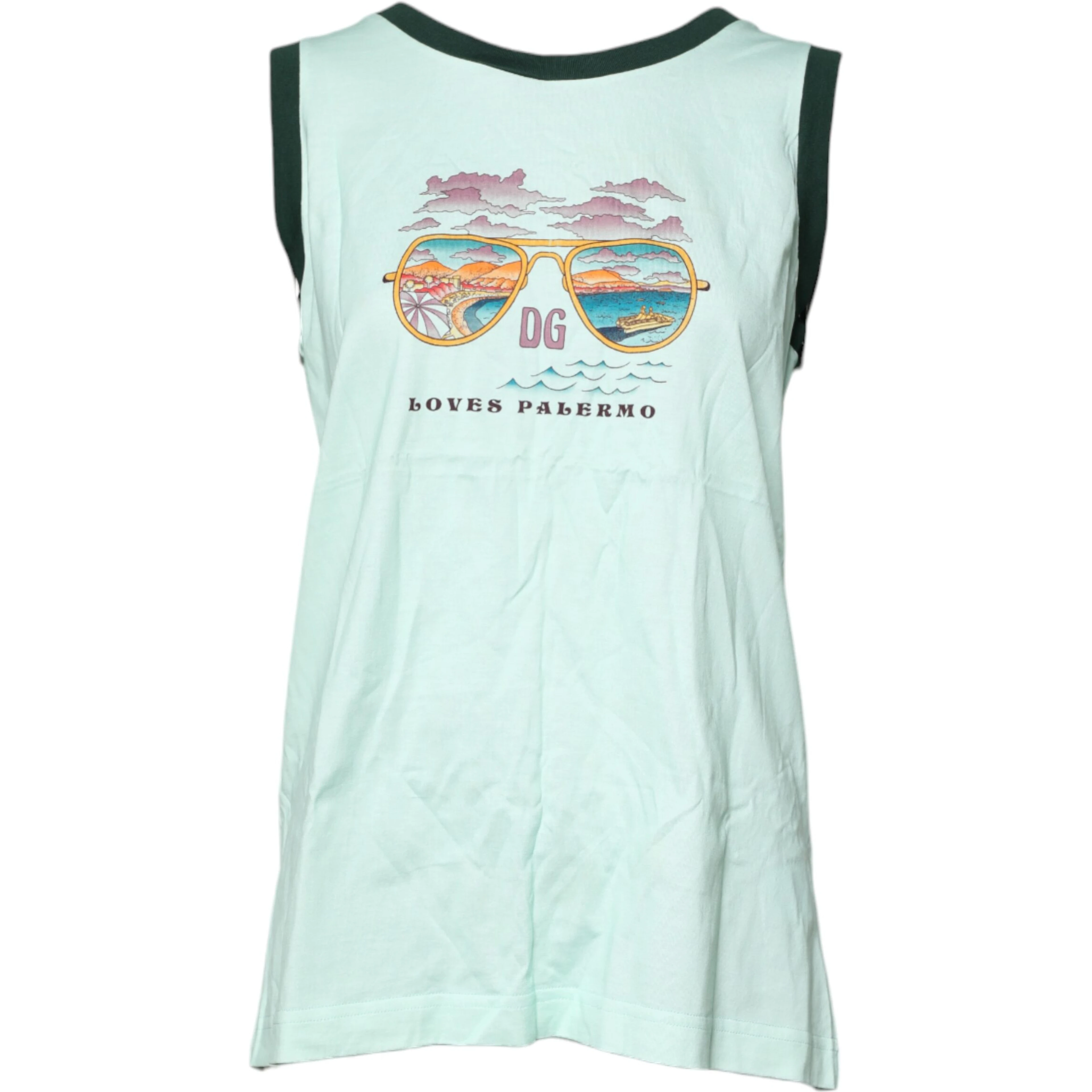 Light Green Graphic Print Sleeveless Tank T-shirt