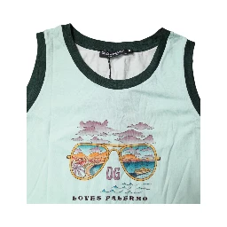 Light Green Graphic Print Sleeveless Tank T-shirt