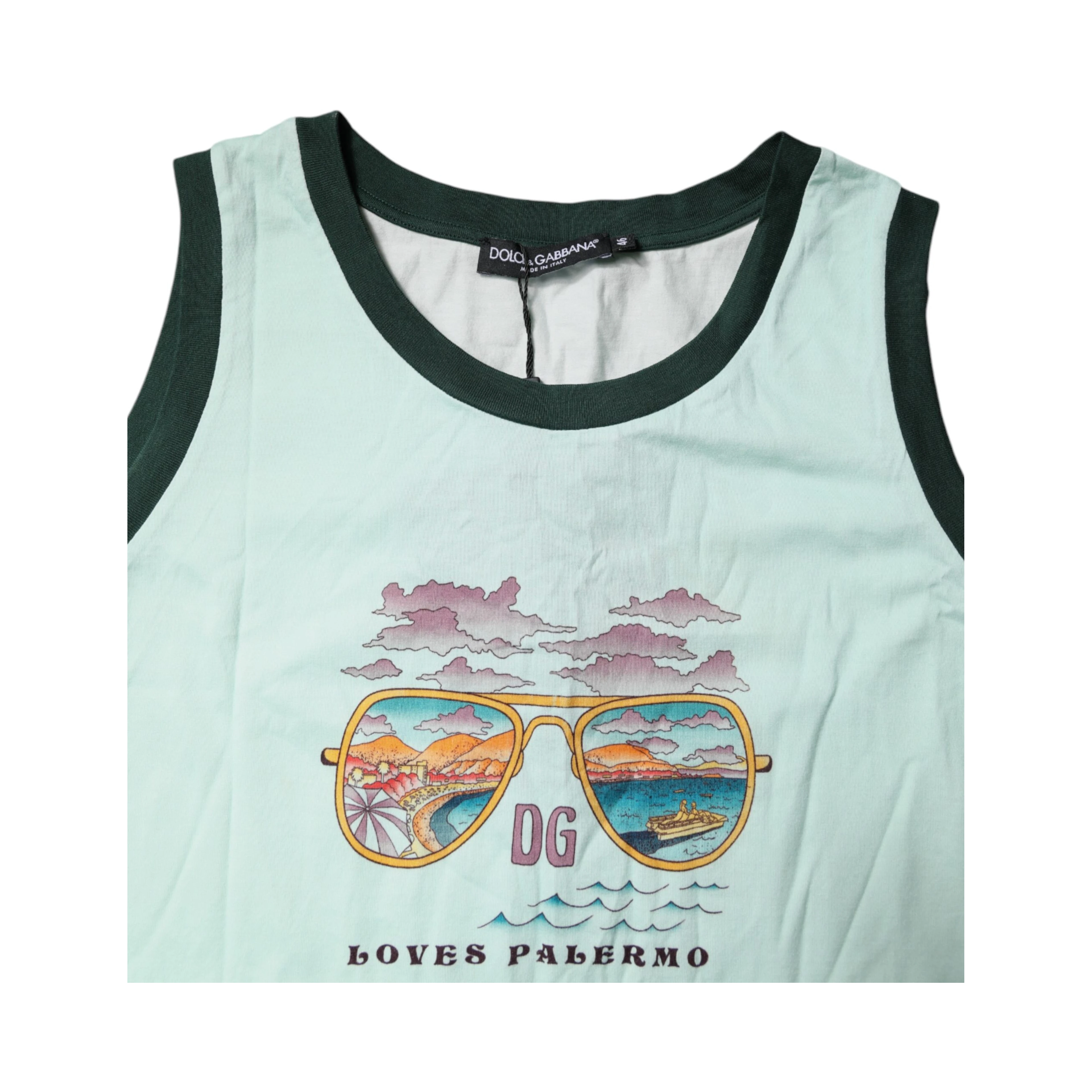 Light Green Graphic Print Sleeveless Tank T-shirt