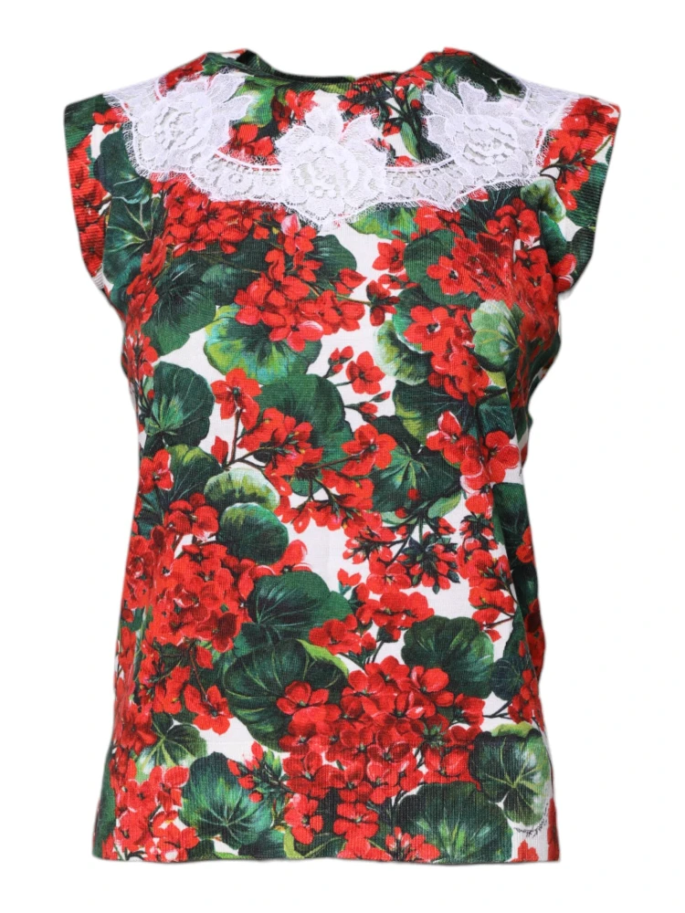 Multicolor Floral Lace Sleeveless Tank Top