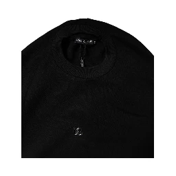 Black Cotton Crew Neck Sweatshirt Sweater