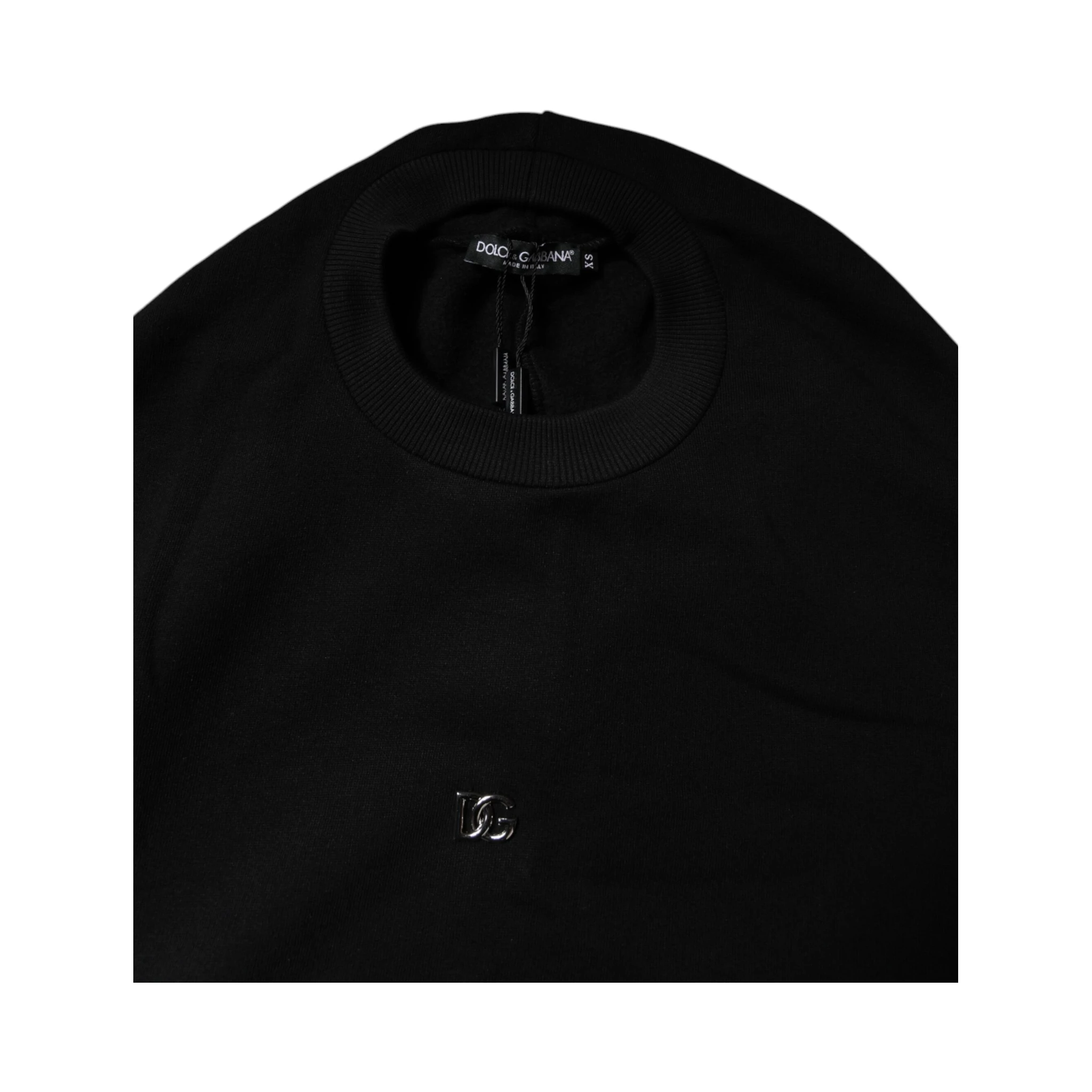 Black Cotton Crew Neck Sweatshirt Sweater