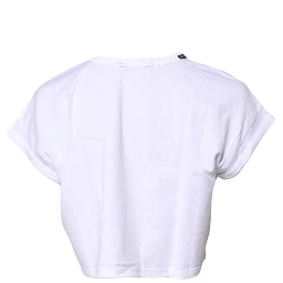 White Cotton Crew Neck Cropped T-shirt Top