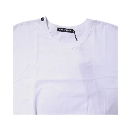 White Cotton Crew Neck Cropped T-shirt Top