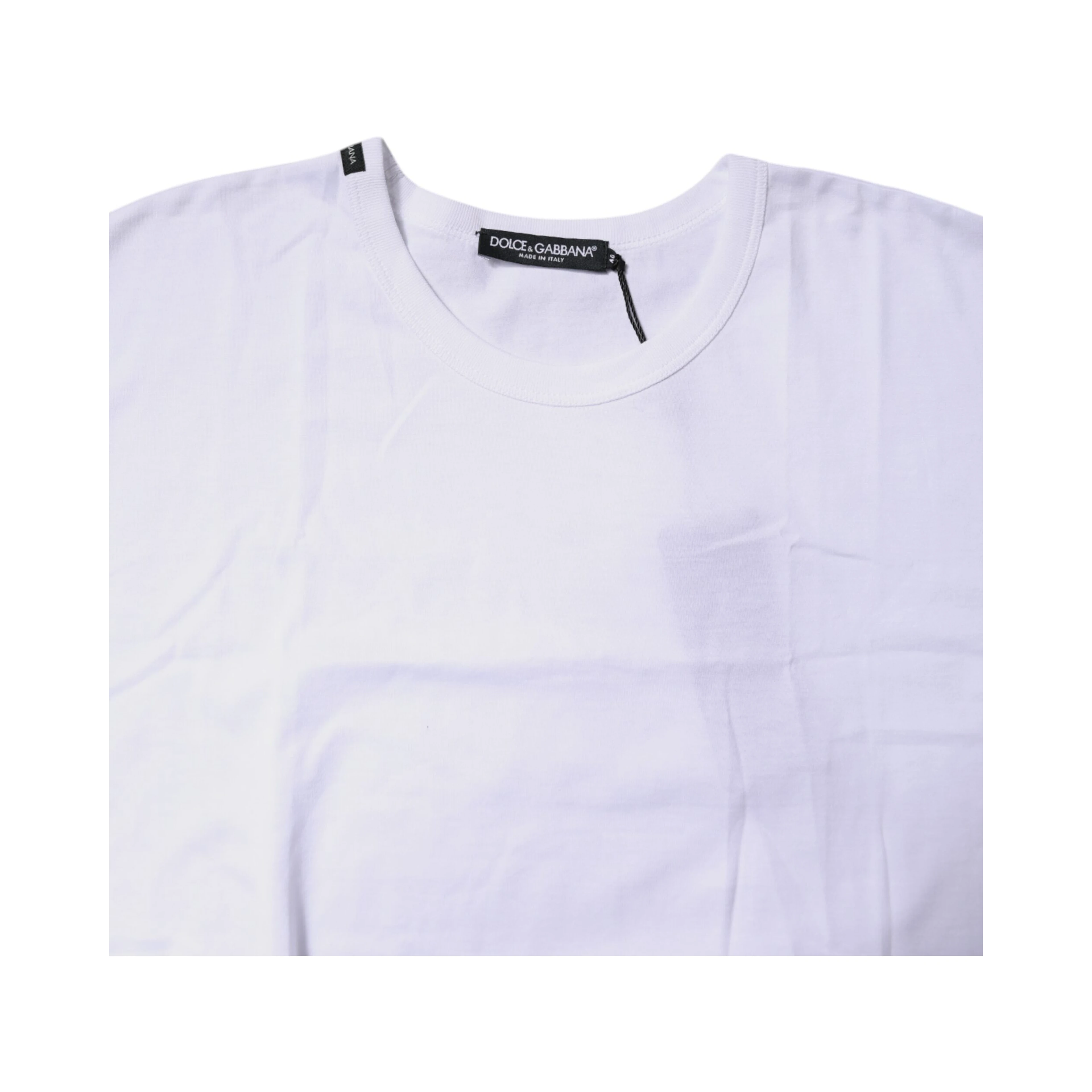 White Cotton Crew Neck Cropped T-shirt Top