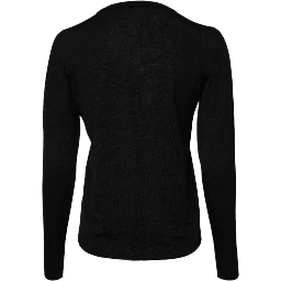 Black Wool Knit Crew Neck Pullover Sweater