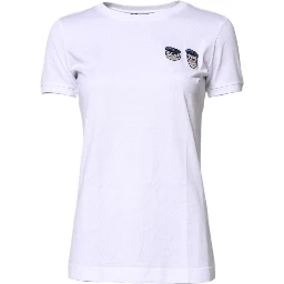 White #DGFamily Cotton Crew Neck T-shirt