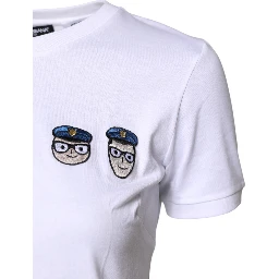 White #DGFamily Cotton Crew Neck T-shirt