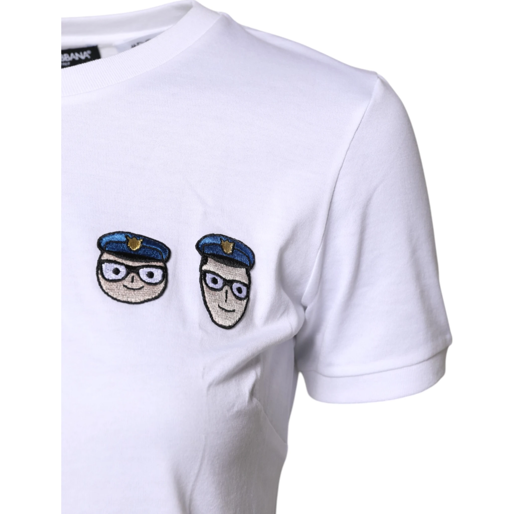 White #DGFamily Cotton Crew Neck T-shirt
