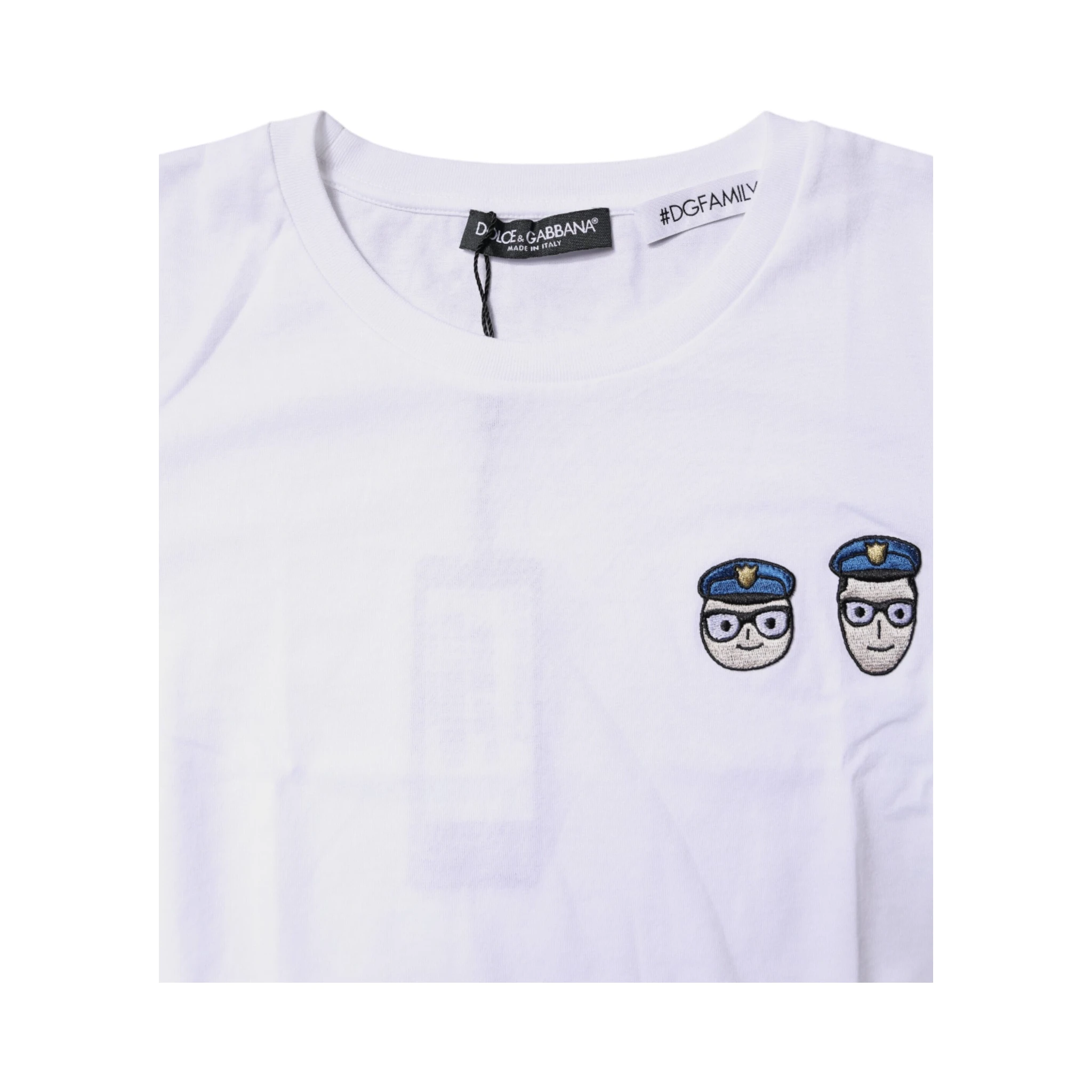 White #DGFamily Cotton Crew Neck T-shirt