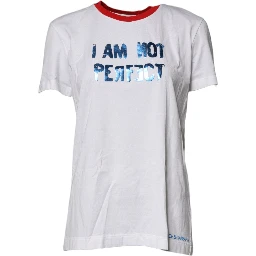 White Graphic Print Cotton Crew Neck T-shirt