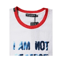 White Graphic Print Cotton Crew Neck T-shirt
