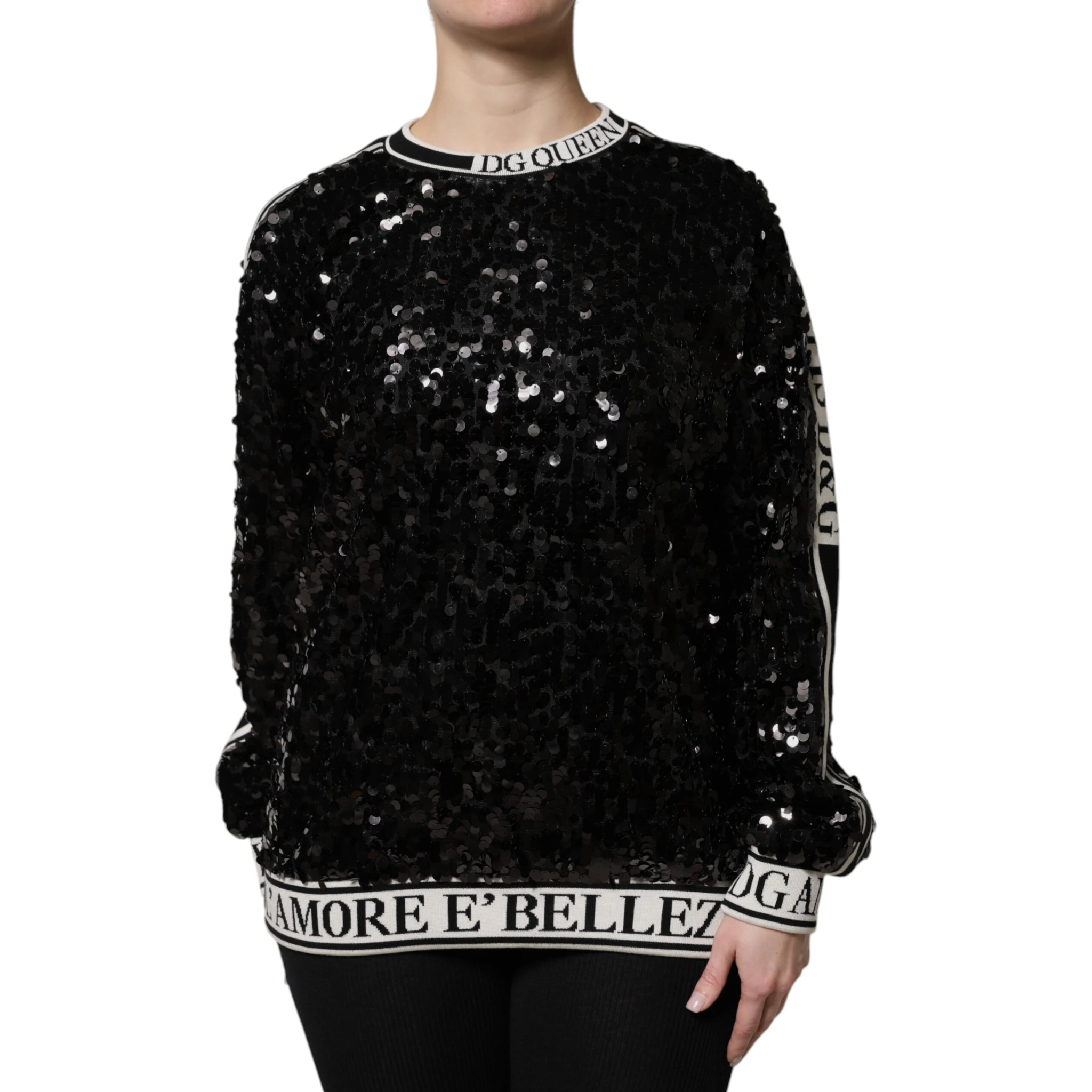 Black DG Queen Sequin Pullover Sweater