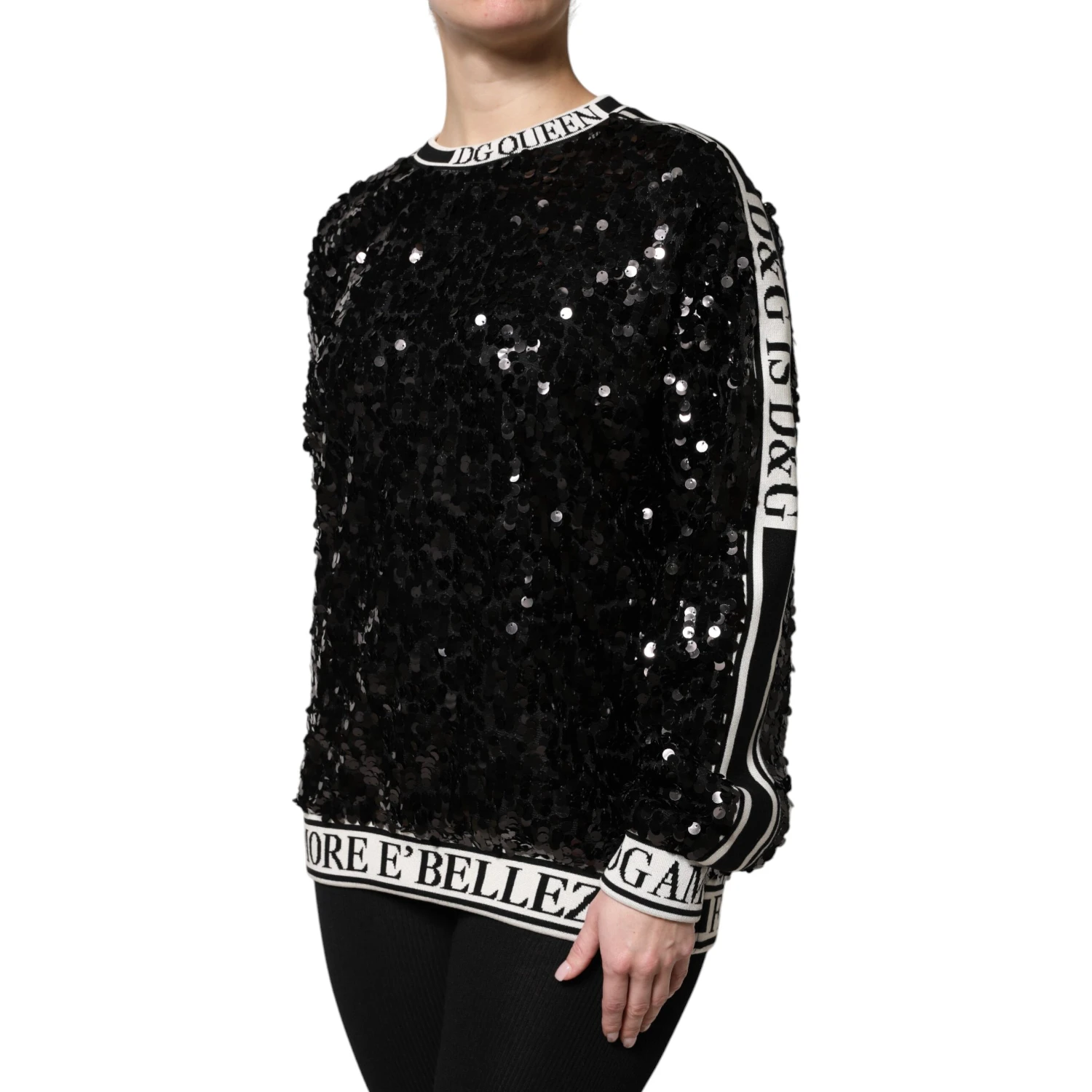 Black DG Queen Sequin Pullover Sweater