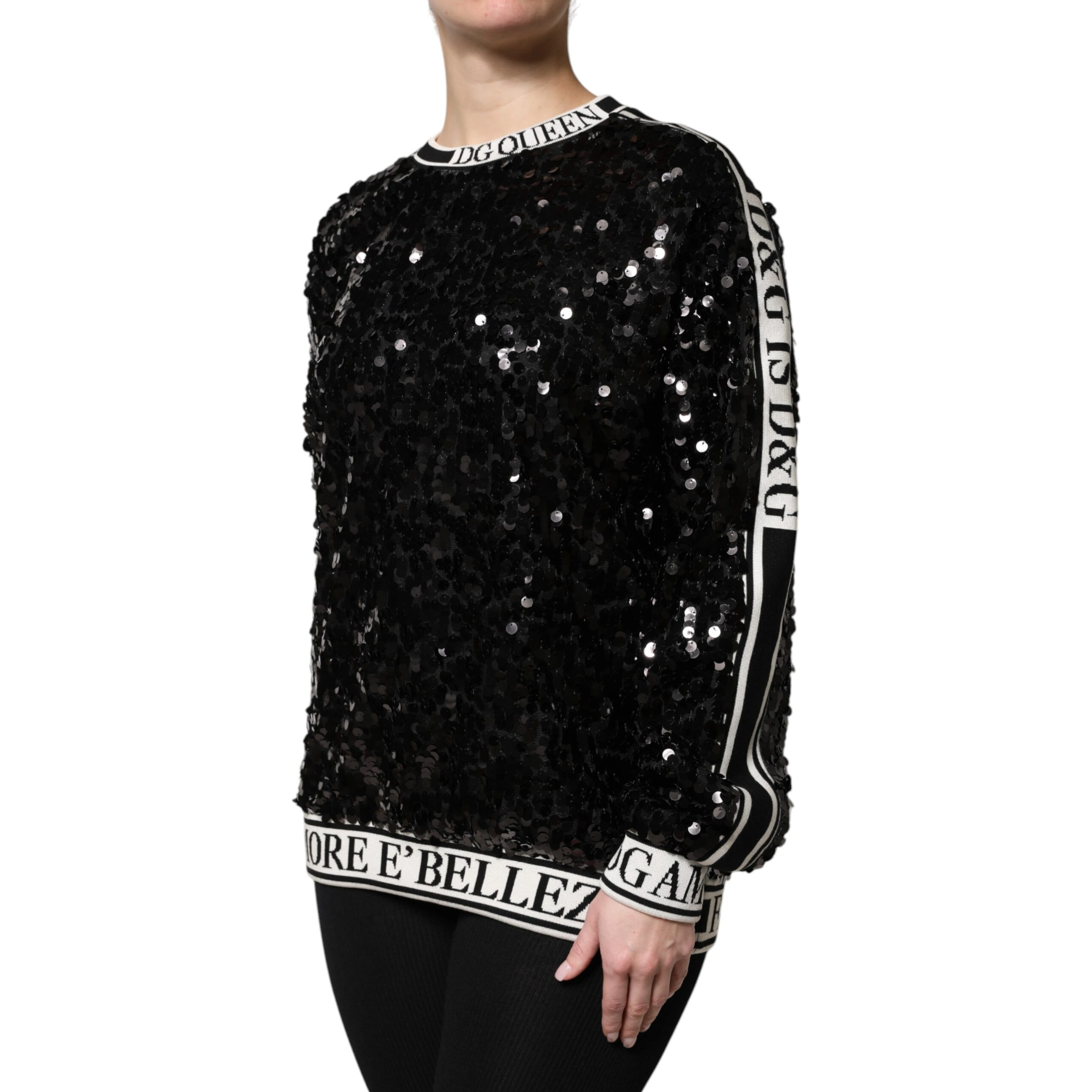 Black DG Queen Sequin Pullover Sweater
