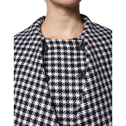 Black White Monochrome Patterned Floral Cape Jacket