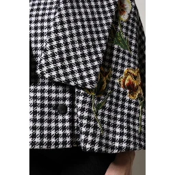 Black White Monochrome Patterned Floral Cape Jacket