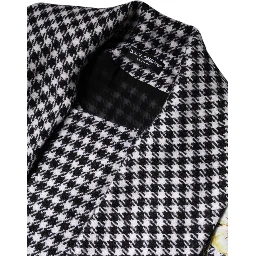 Black White Monochrome Patterned Floral Cape Jacket