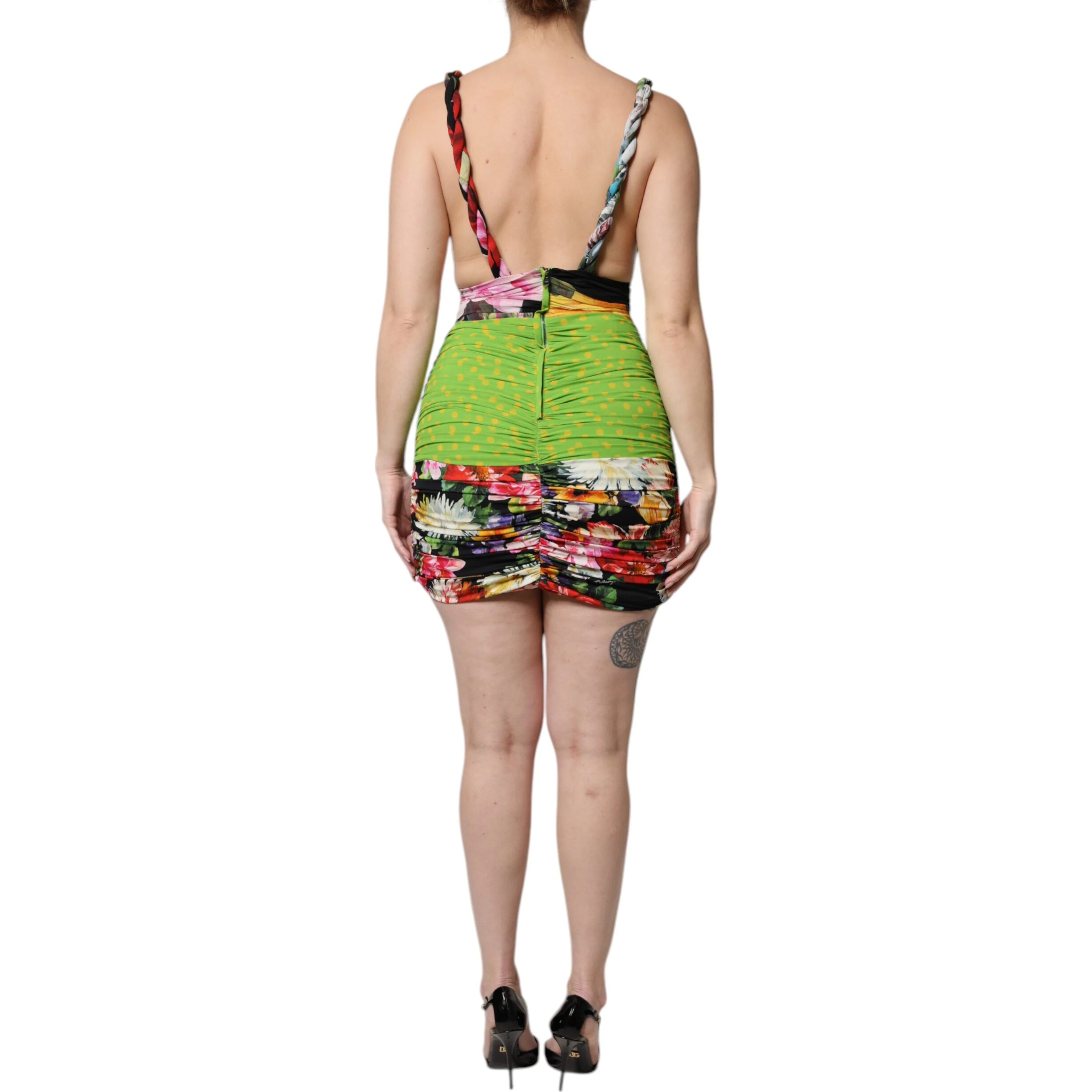 Multicolor Floral Patchwork Fitted Mini Dress