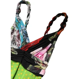 Multicolor Floral Patchwork Fitted Mini Dress