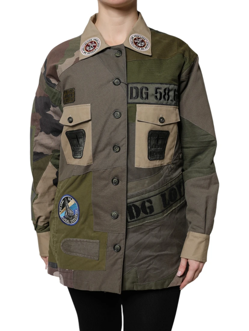 Military Green Cotton Button Down Jacket