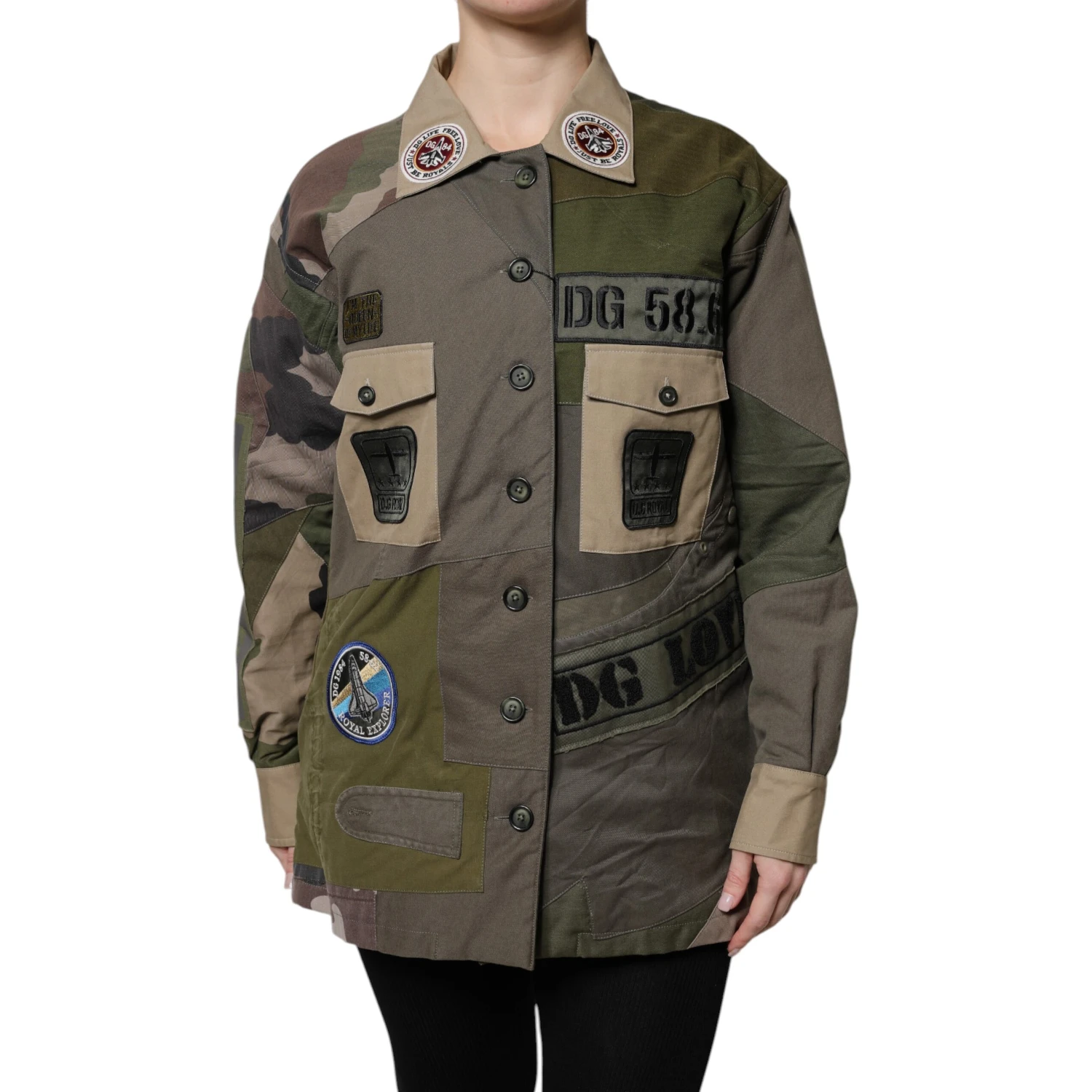 Military Green Cotton Button Down Jacket