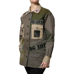 Military Green Cotton Button Down Jacket