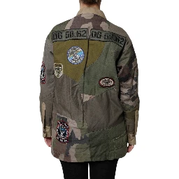 Military Green Cotton Button Down Jacket