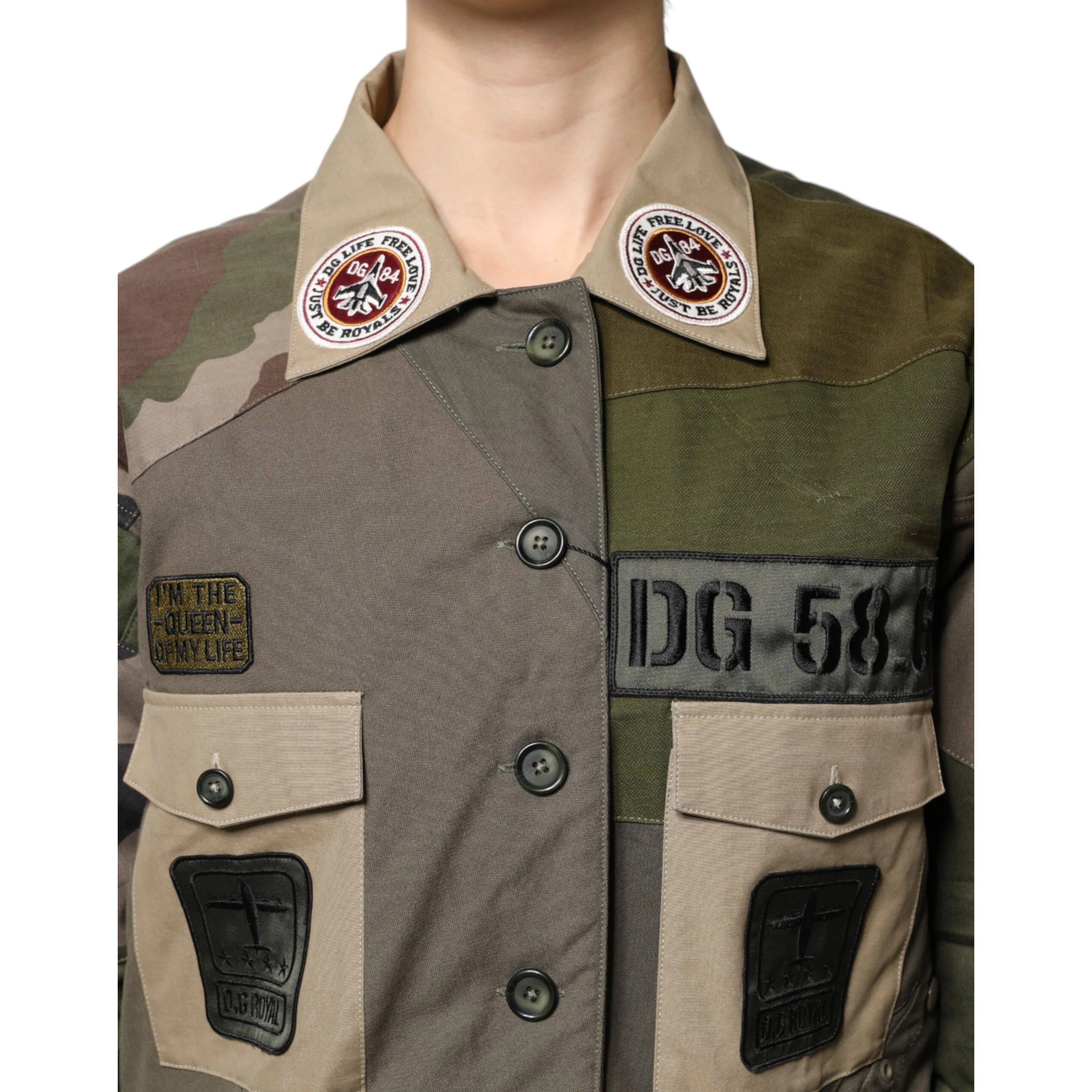 Military Green Cotton Button Down Jacket