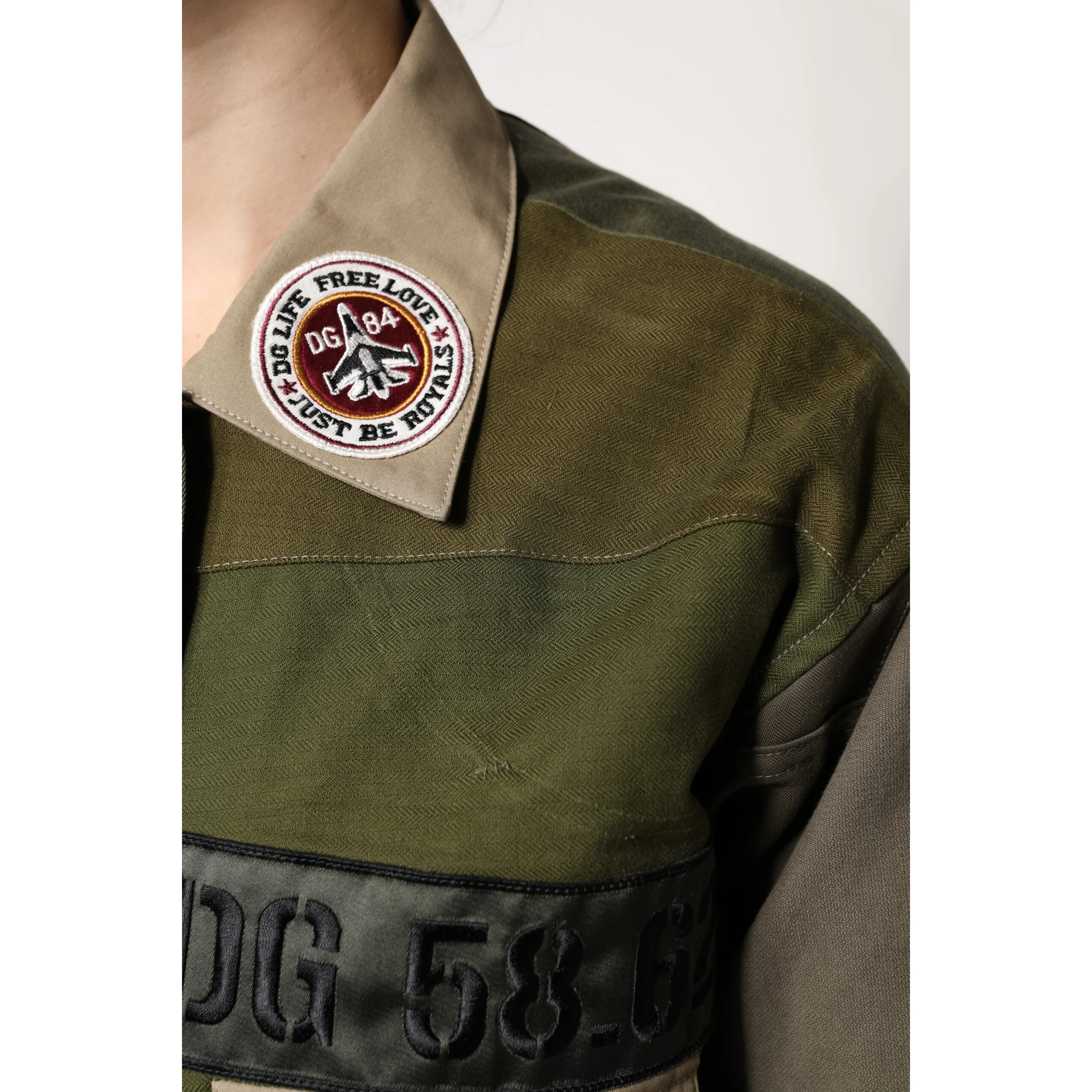 Military Green Cotton Button Down Jacket