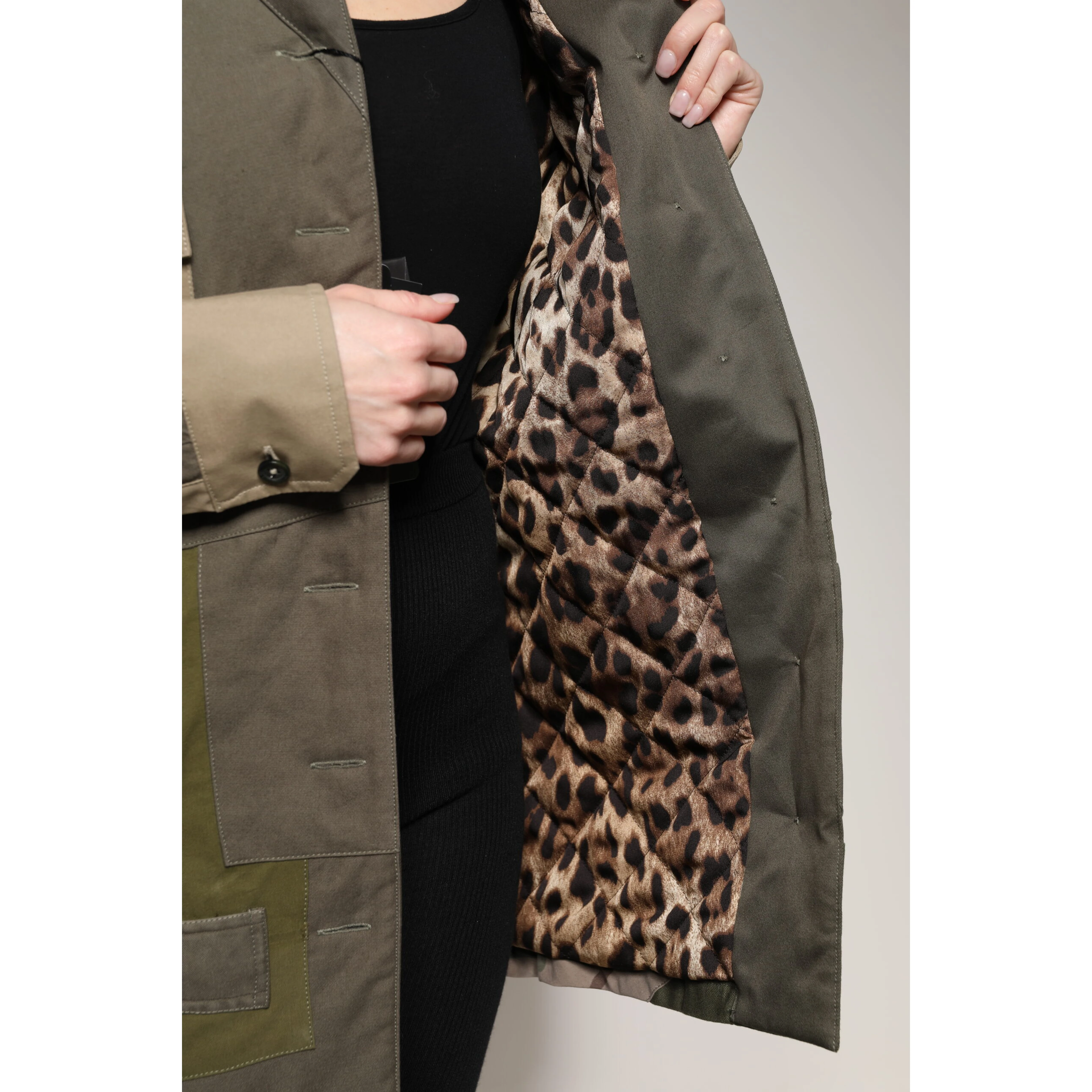 Military Green Cotton Button Down Jacket