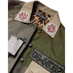 Military Green Cotton Button Down Jacket