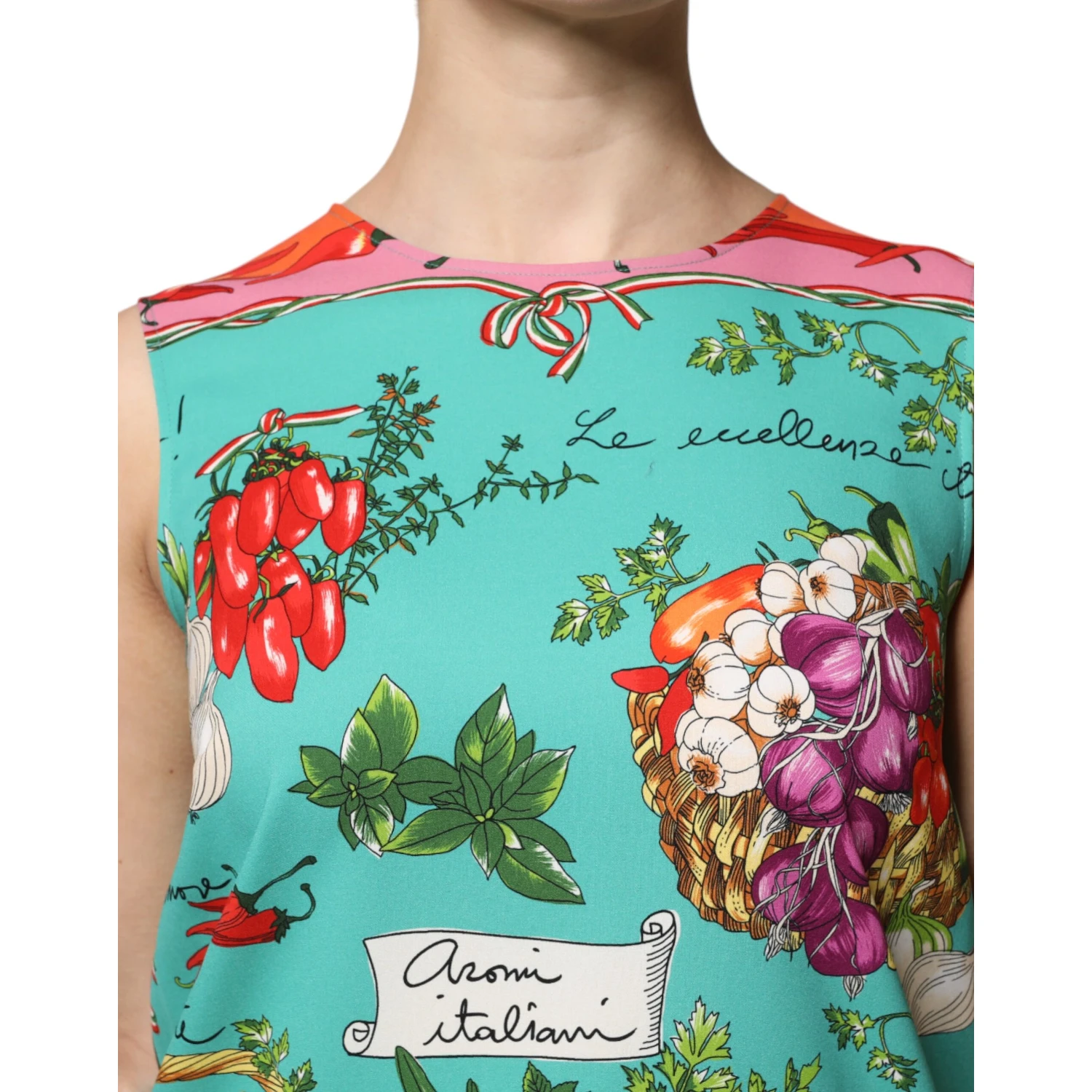 Multicolor Floral Silk Sleeveless Tank Top