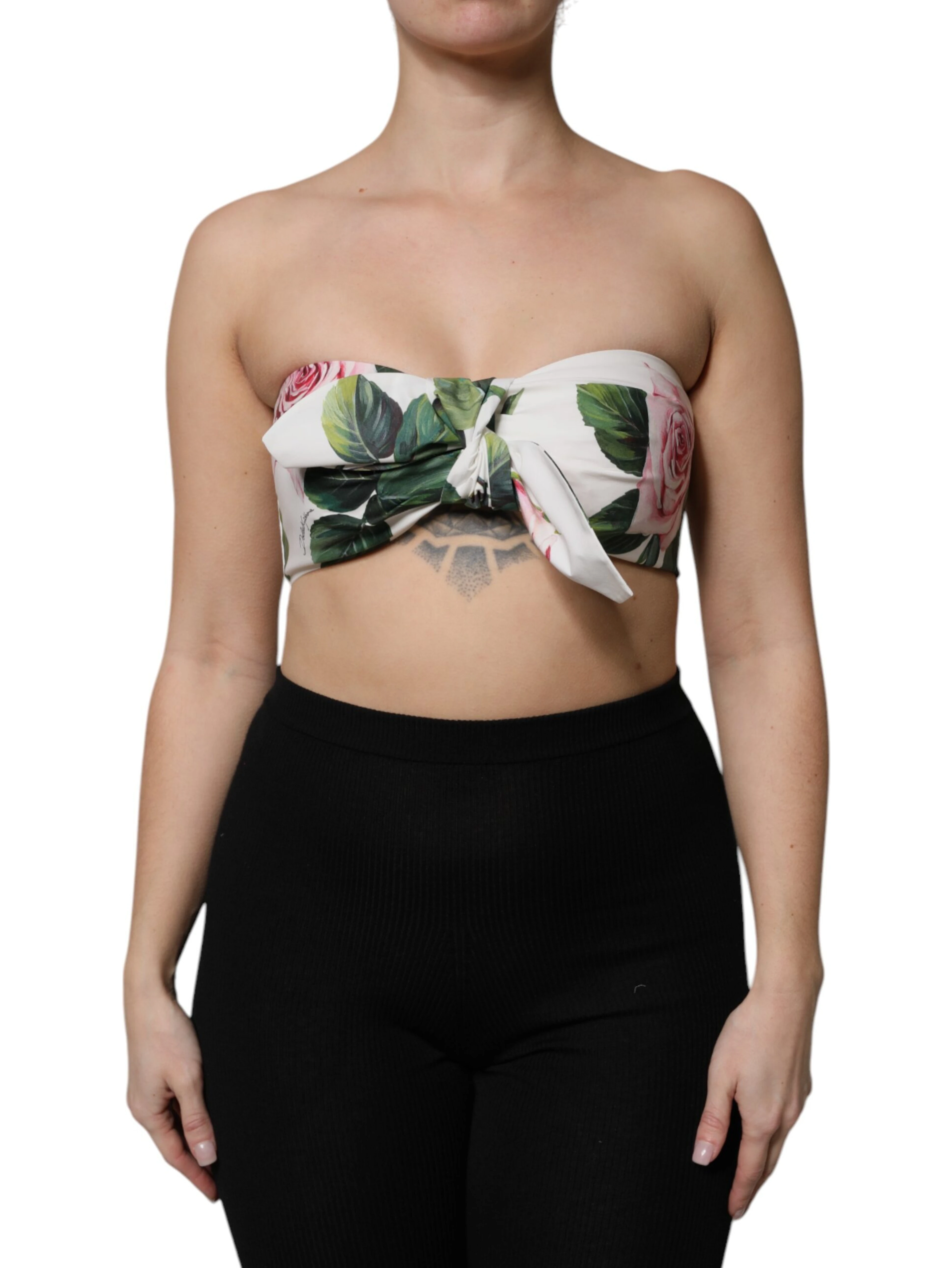White Floral Print Cropped Bustier Corset Top
