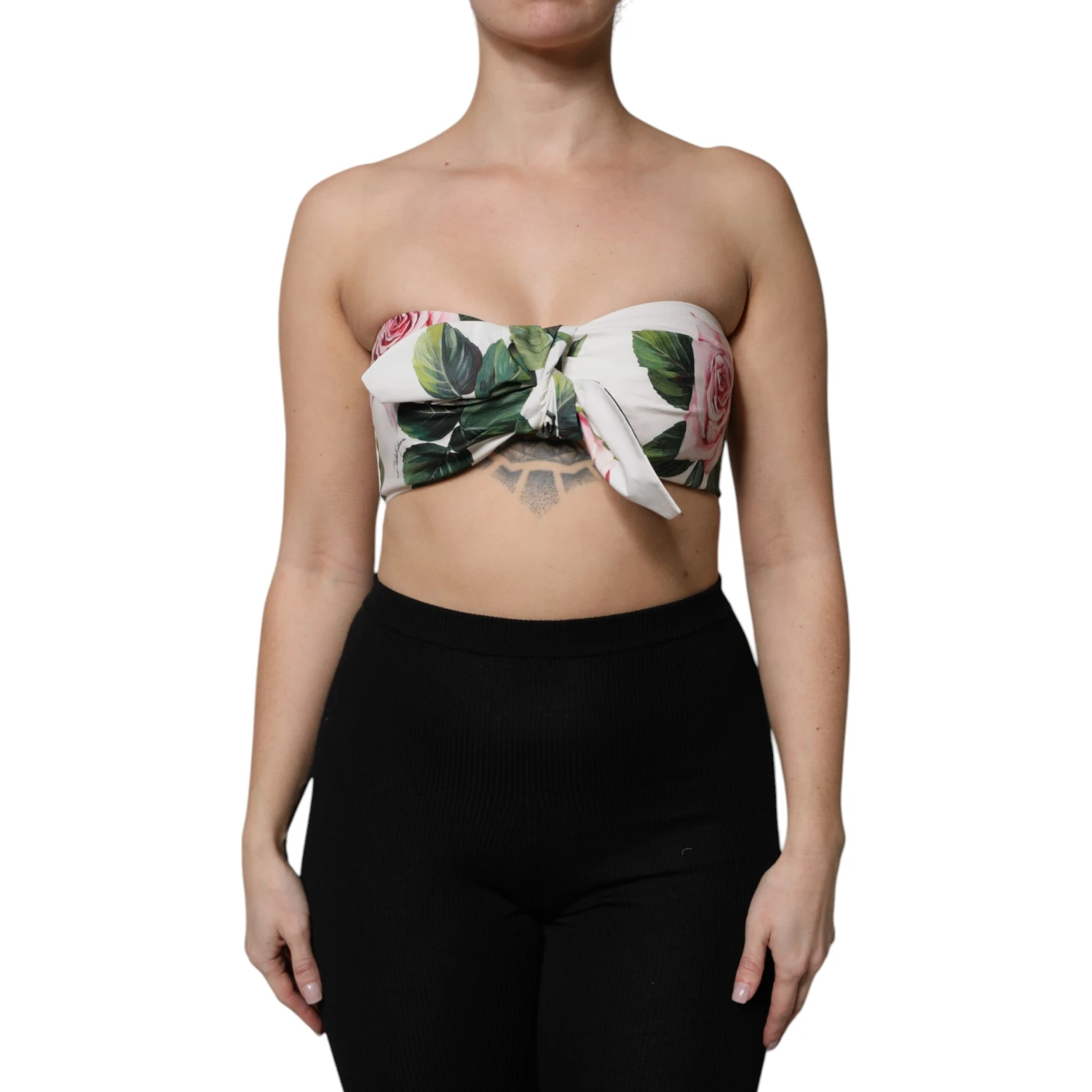 White Floral Print Cropped Bustier Corset Top