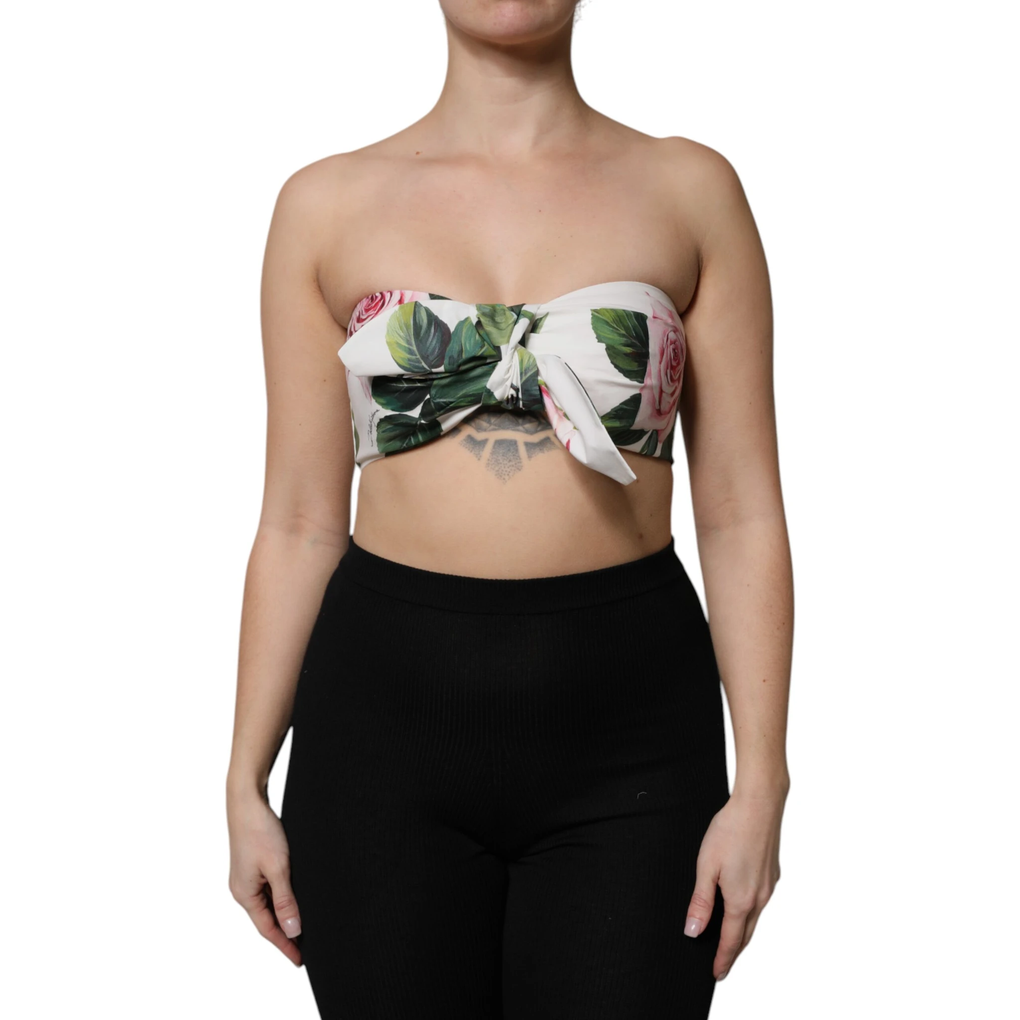 White Floral Print Cropped Bustier Corset Top
