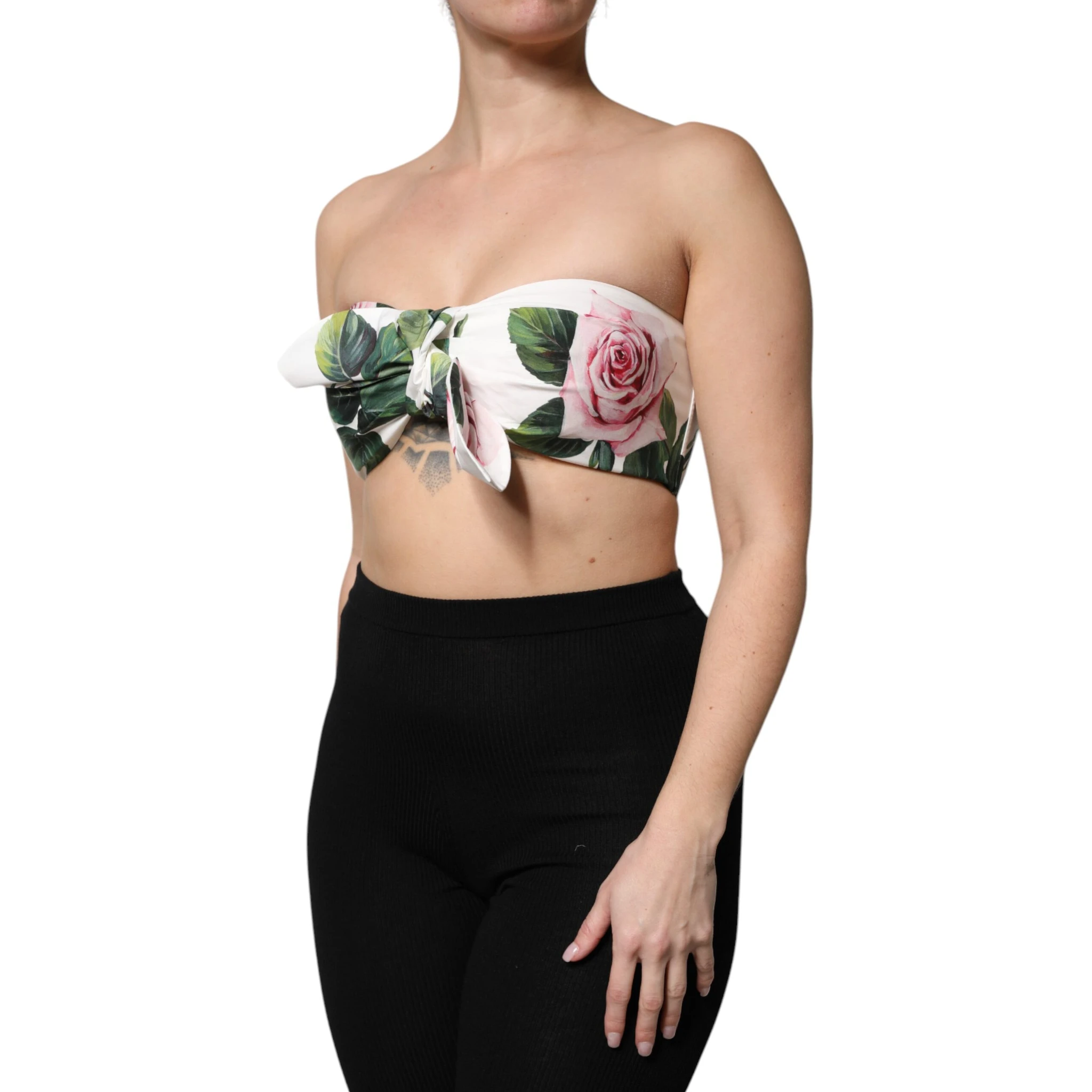 White Floral Print Cropped Bustier Corset Top
