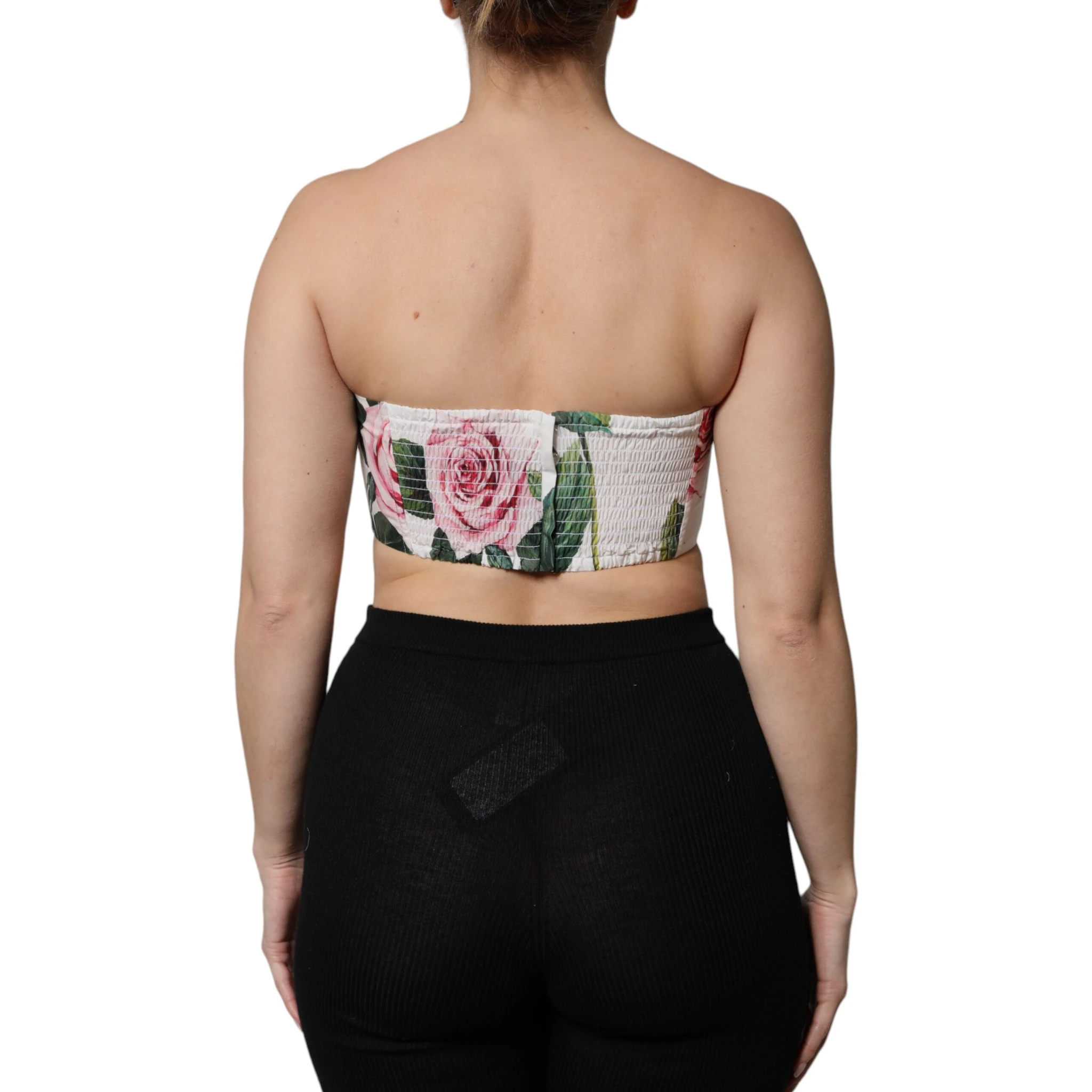White Floral Print Cropped Bustier Corset Top
