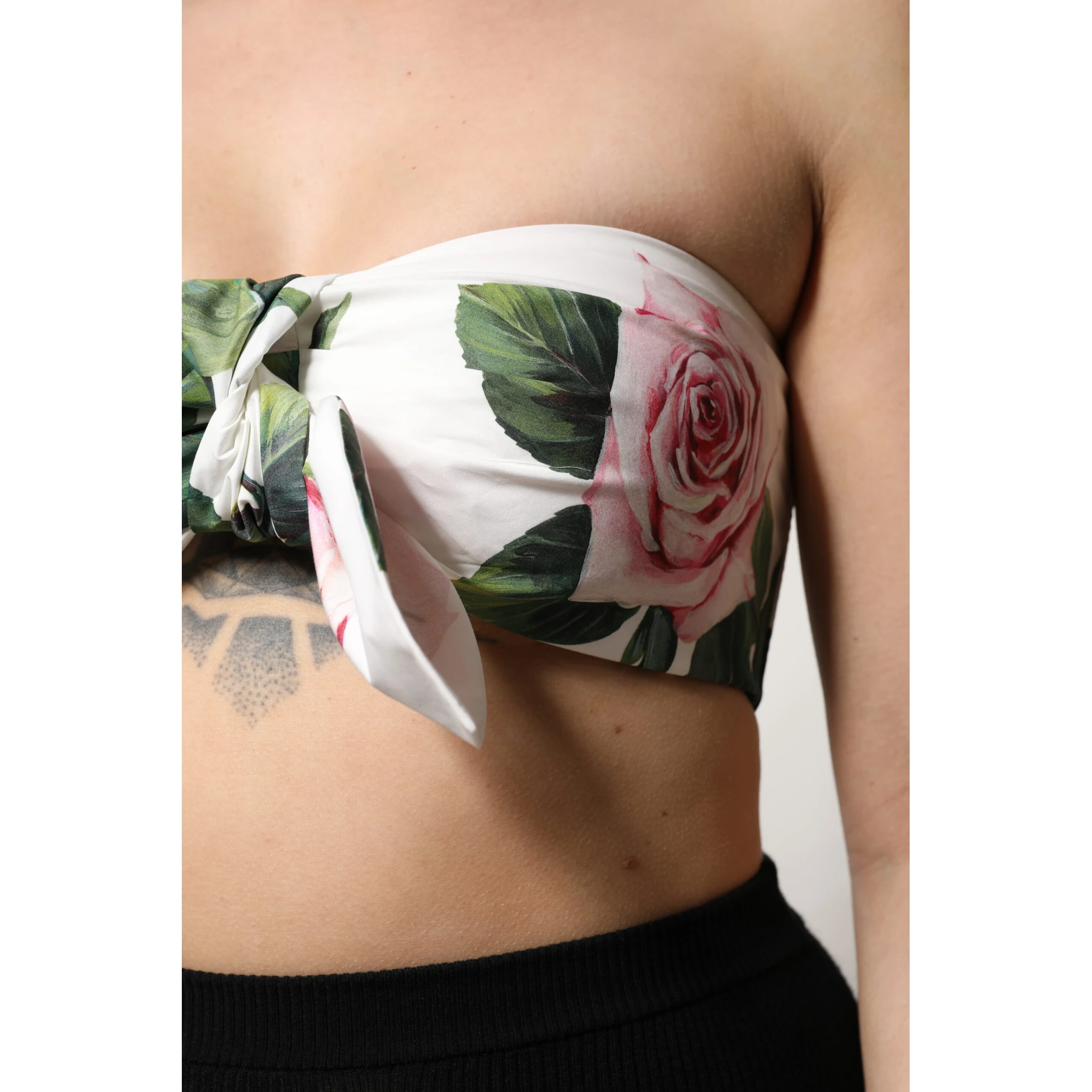 White Floral Print Cropped Bustier Corset Top