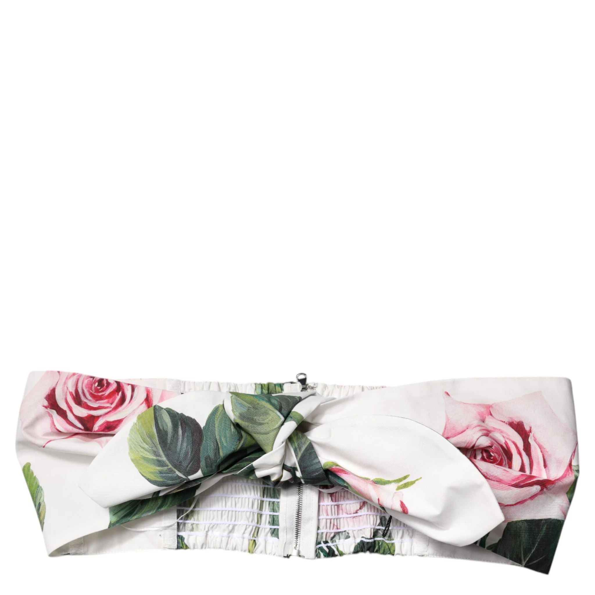 White Floral Print Cropped Bustier Corset Top