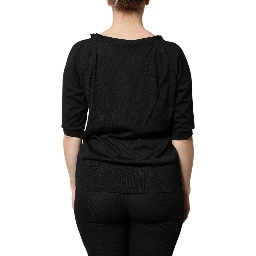 Black Button Down Short Sleeve Blouse Top
