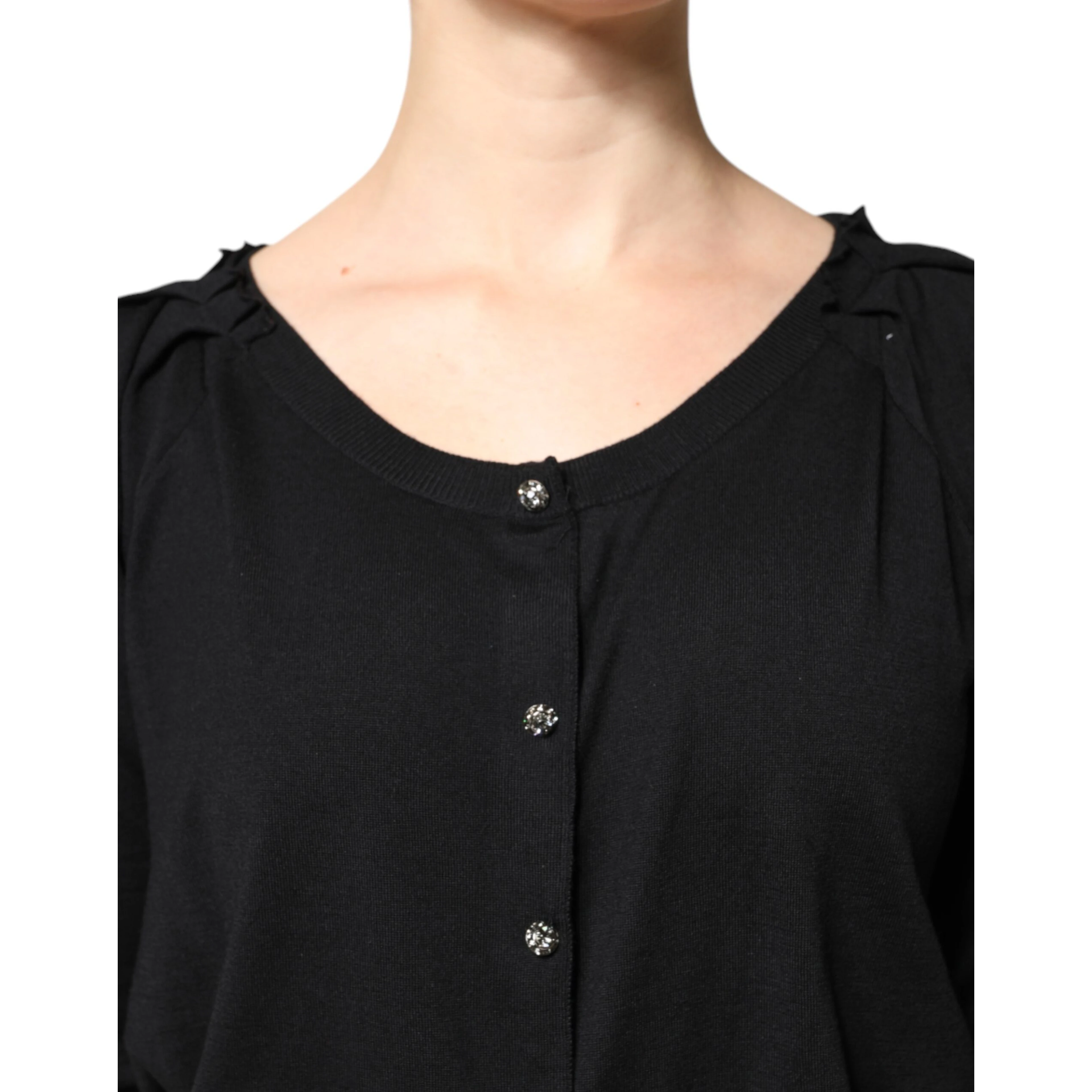 Black Button Down Short Sleeve Blouse Top