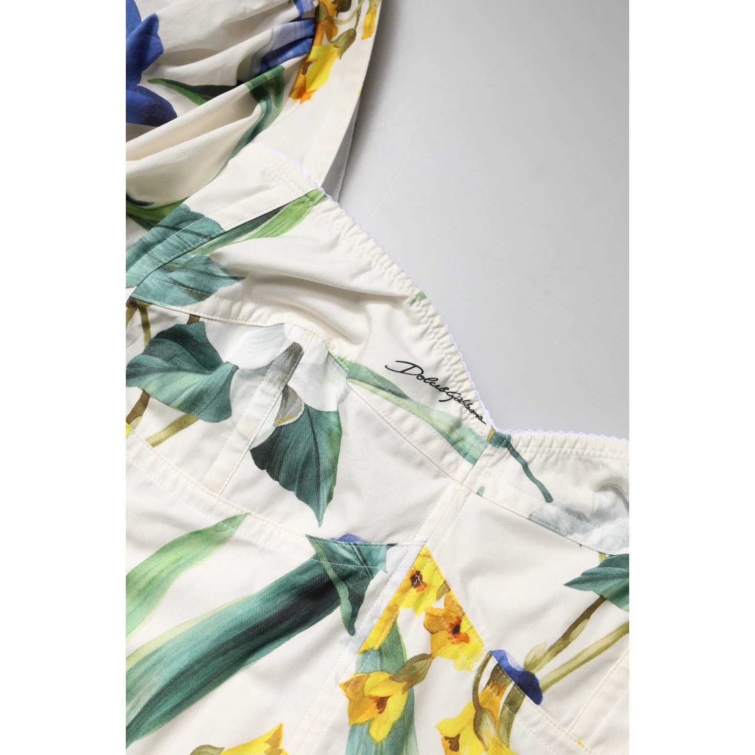 White Floral Puff Sleeves Crop Blouse Top