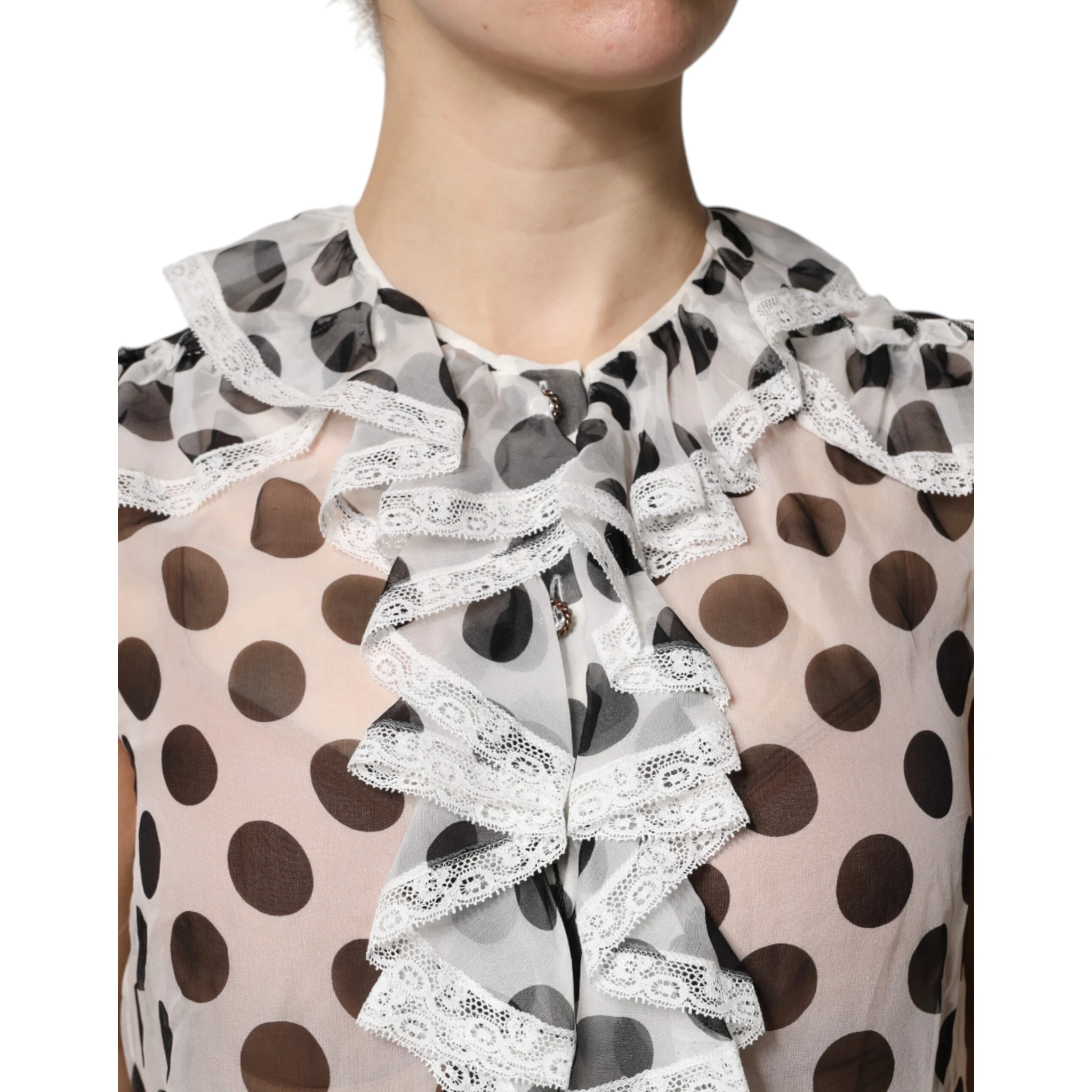 White Black Polka Dot Cotton Sleeveless Top