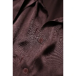 Brown Ascot Collar Long Sleeve Blouse Top