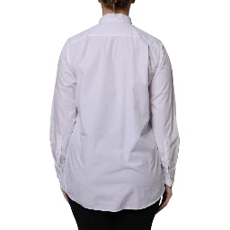 White Ascot Collar Long Sleeve Blouse Top