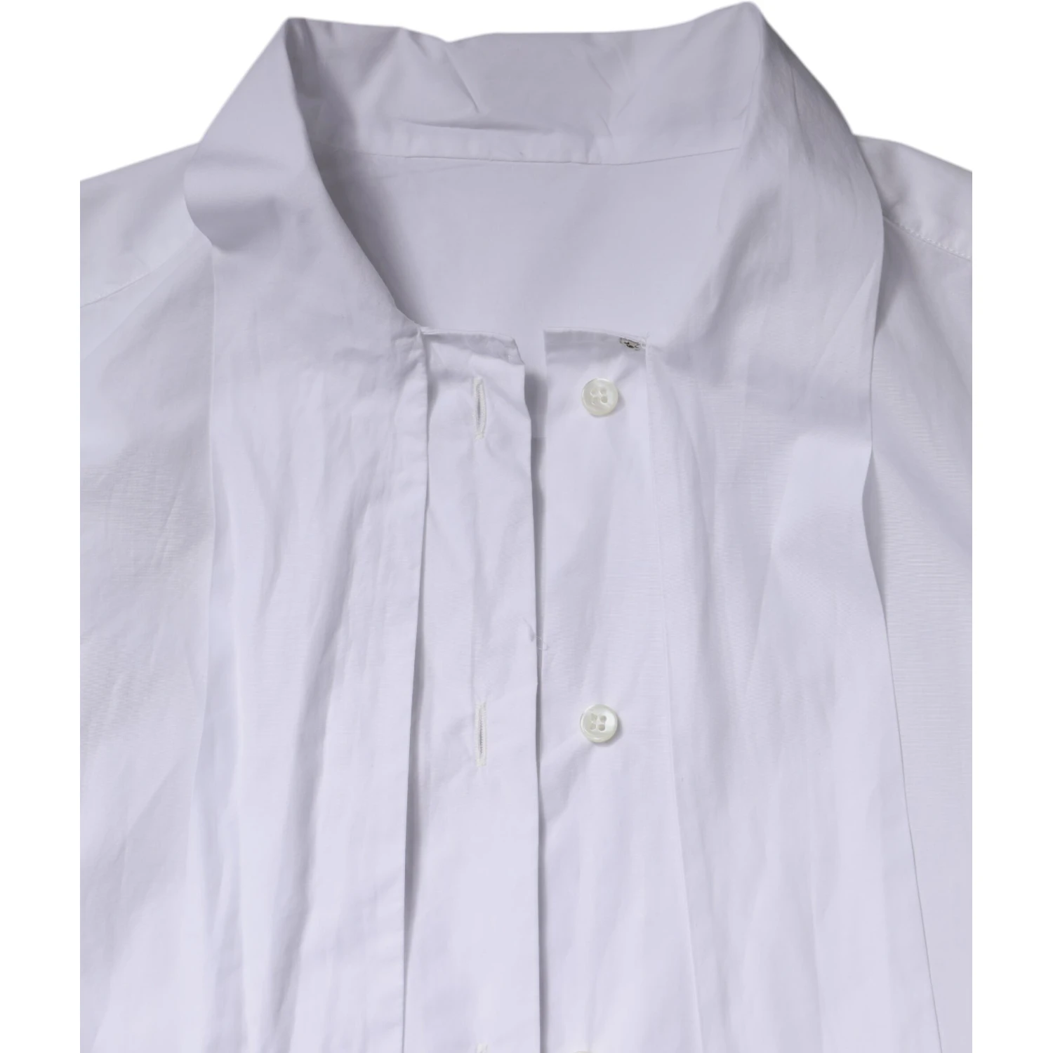 White Ascot Collar Long Sleeve Blouse Top
