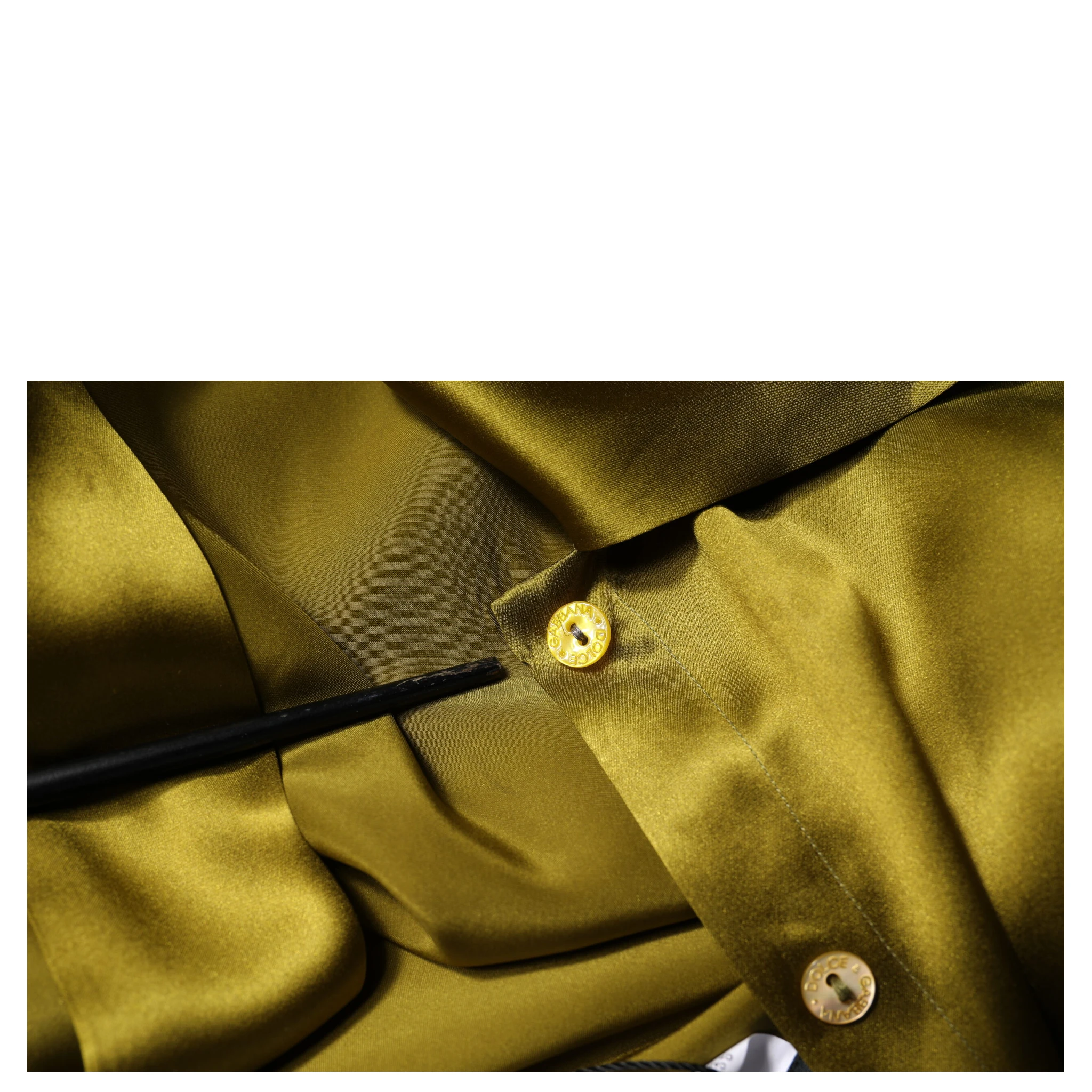Olive Green Ascot Collar Long Sleeve Blouse Top