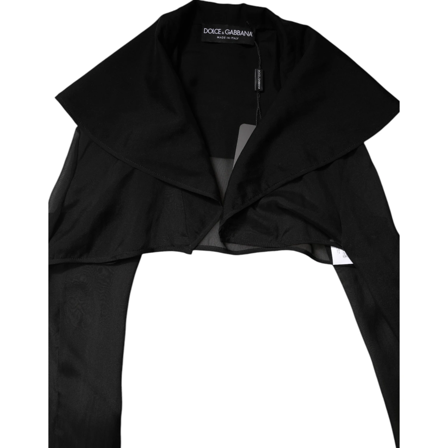 Black Silk Sheer Long Sleeves Blouse Top
