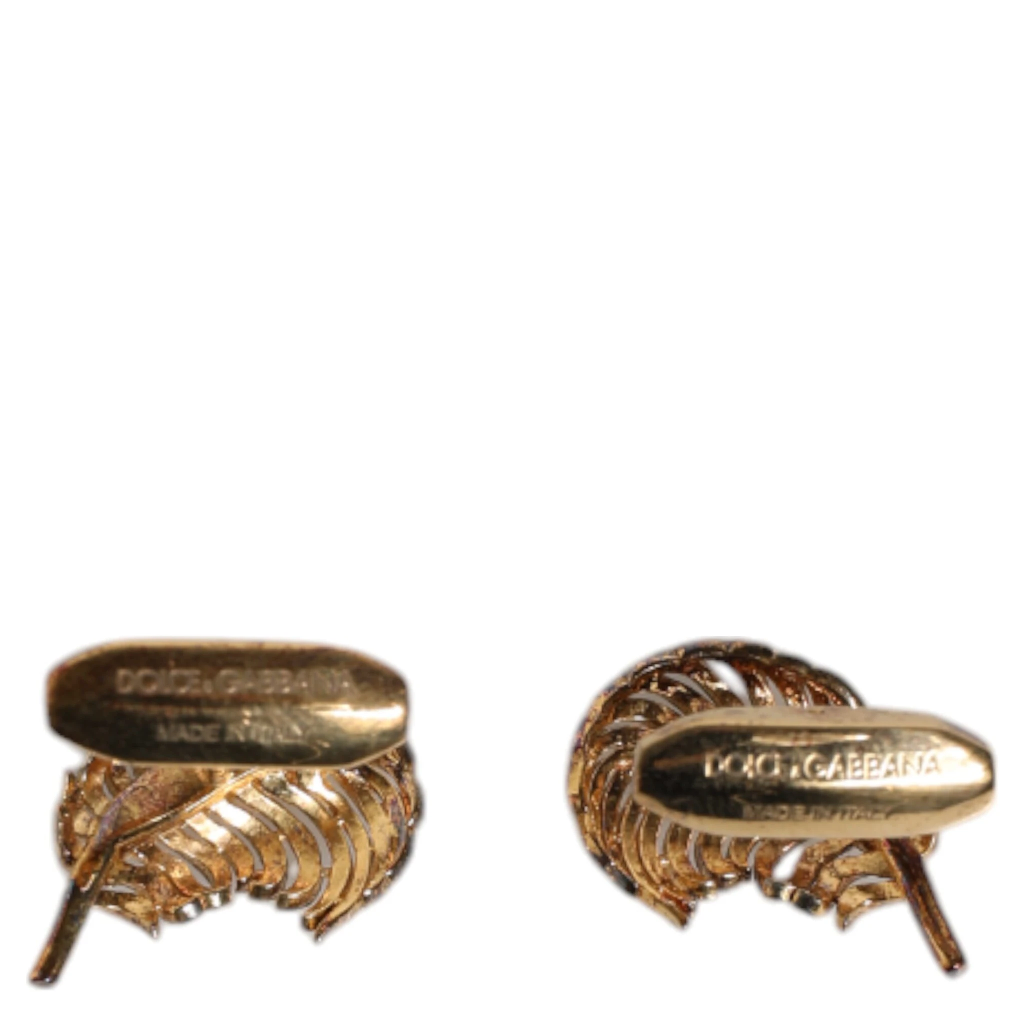 Gold 925 Sterling Silver Crystal Leaf Accessory Cufflink